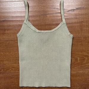 Rhythm Ribbed Cropped Tank Top Womens S Gray Elevated Essential Stretch City